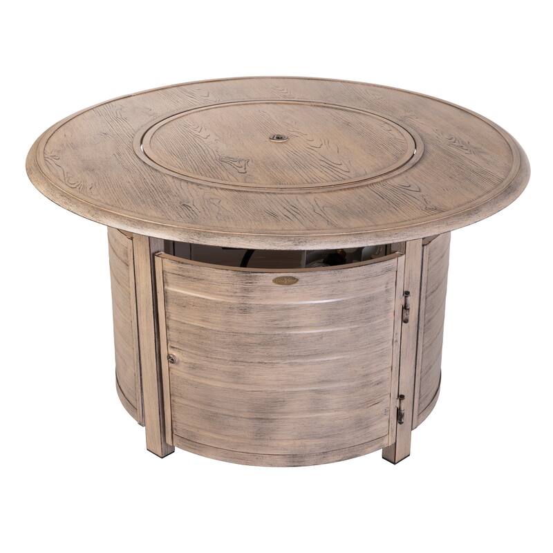 Thatcher Driftwood Round Aluminum LPG Fire Pit - N/A