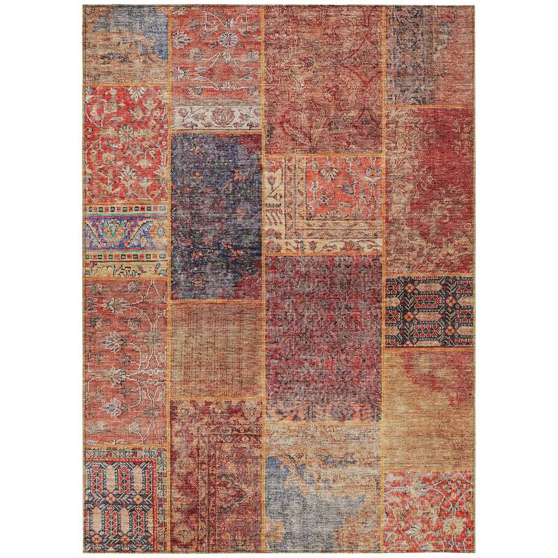 HomeRoots Patchwork Transitional Rectangle Outdoor Rug