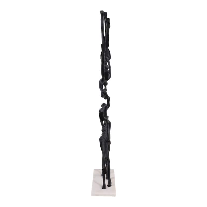 Metal Marble Sculpture with Stone Accents Decorative Art - 31" Black - 31" x 4" x 30.5"