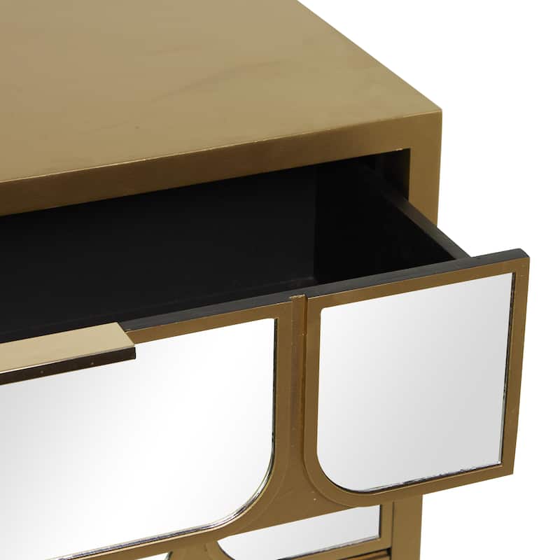 Wooden 3 Drawer Chest with Mirrored Front - Gold or Black - Roche River Decor