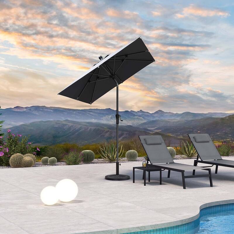 PURPLE LEAF Heavy-duty Crank and Tilt Table Umbrella Outdoor Patio Market Umbrella