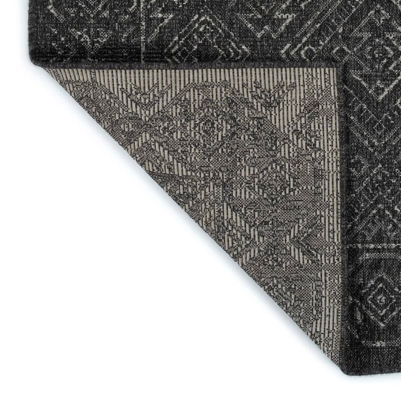 Modern Transitional Geometric Southwestern Textured High-Low Cut & Loop Rectangle Area Rug - 5.3x 7.6
