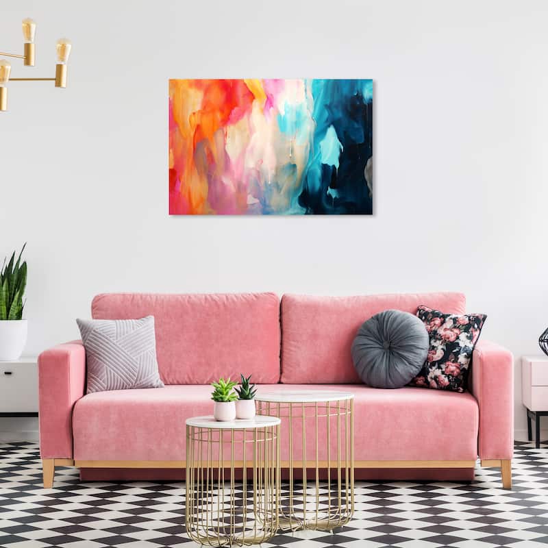 Wynwood Studio Canvas Abstract Retro Color Palette II Blue and Modern & Contemporary Wall Art Canvas Print - 36 x 24