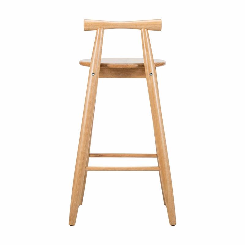 Set of 2 Indoor Rubberwood Barstools, Natural Finish
