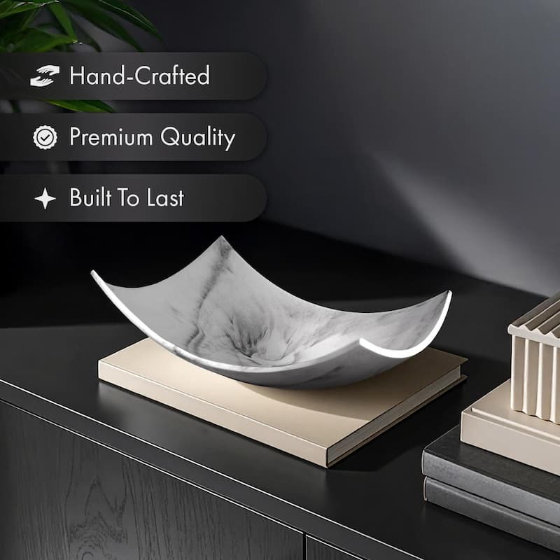 Creative Scents Black Marble Look Fruit Bowl for Kitchen Counter