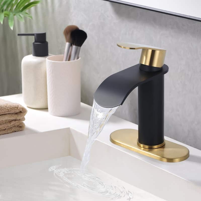 WOWOW Water Fall Bathroom Faucet with Deckplate Included