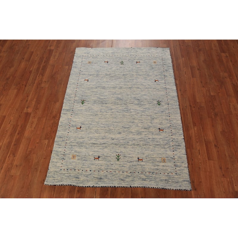 Tribal Gabbeh Oriental Rug Hand-Knotted Wool Carpet - 3'11"x 5'10"