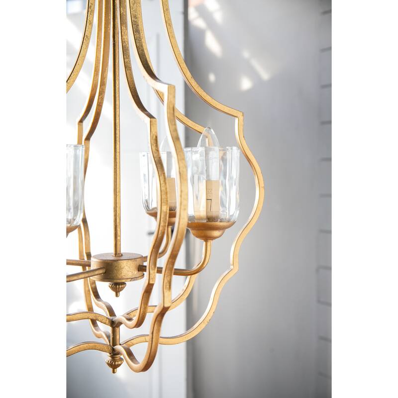 4 - Light Metal Chandelier, Hanging Light Fixture with Adjustable Chain, Bulb Not Included