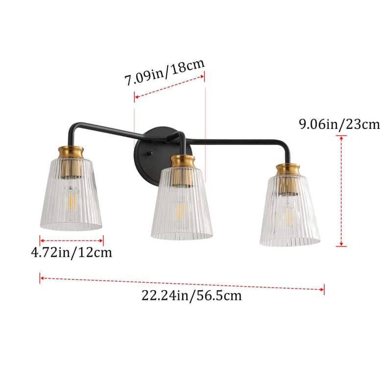 3 Light Matte Black Vanity Light Modern Bathroom Wall Fixture