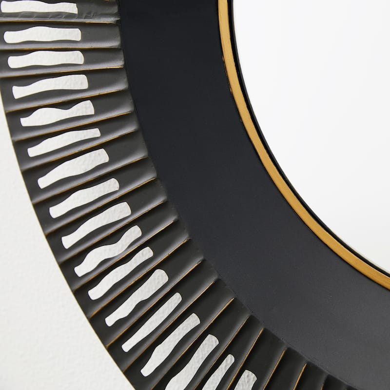 35"D Modern Industrial Metal Round Wall Mirror Decor By Glitzhome