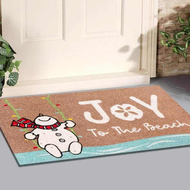 A1HC Natural Coco Coir Door Mat with Heavy Duty Non-Slip PVC Backing - 18" x 30" - Easy to Clean