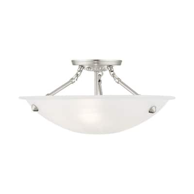 Livex Lighting 3-light Brushed Nickel Ceiling Mount, 4273-91 - 16" DIA 8" H