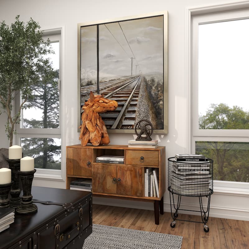 Brown Teak Wood Handmade Head Horse Decorative Sculpture with Layered Woodchip Pieces