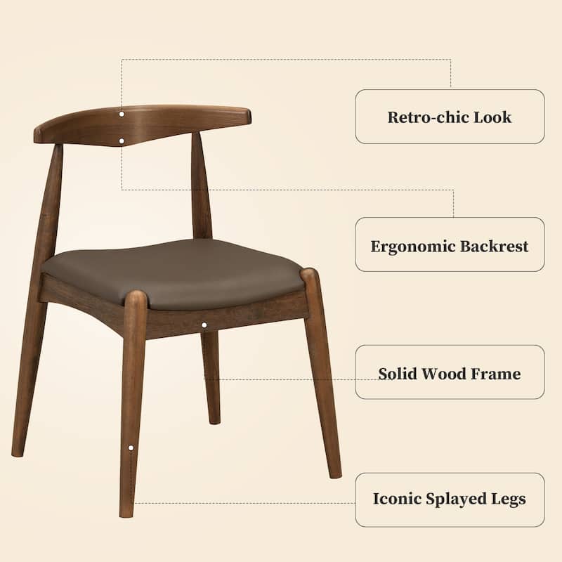 Christopher Knight Home - Walden Vintage Solid Wood Upholstered Dining Chair Set of 2 with Ergonomic Backrest