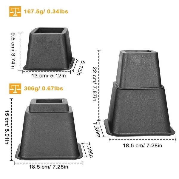 dimension image slide 0 of 2, 8 Pcs Adjustable Bed & Furniture Risers