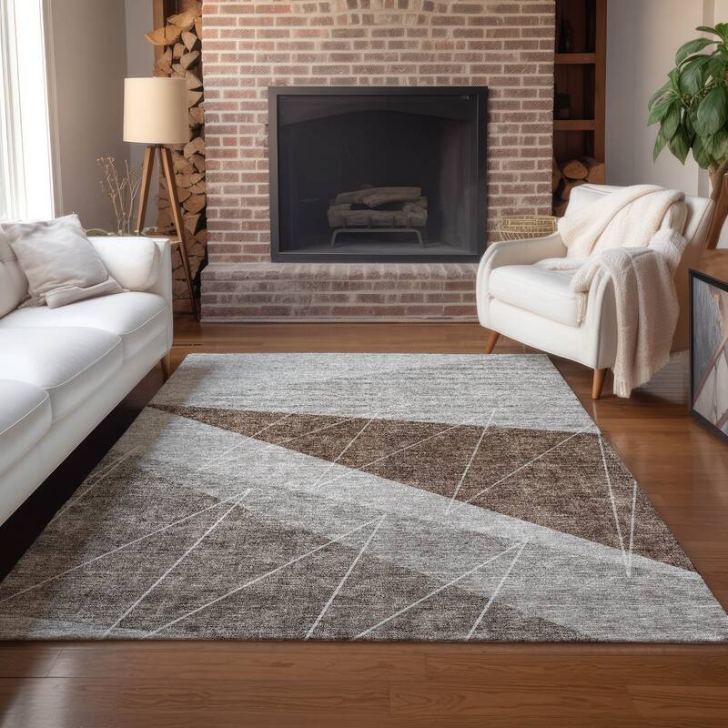 Machine Washable Indoor/ Outdoor Chantille Modern Prism Rug