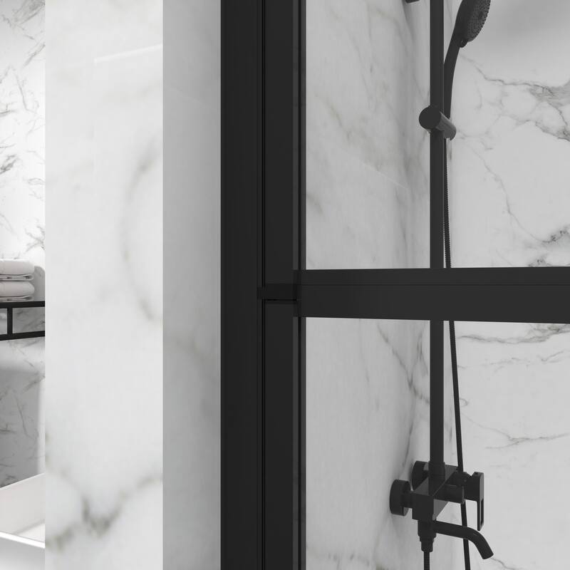 55"H x 31.5"W Black Pivot Shower Door,1/4" Tempered Glass,100k Tests - 55" H X 31.5" W