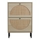 preview thumbnail 9 of 7, Rattan Shoe Organizer Storage Cabinet-Natural Wood