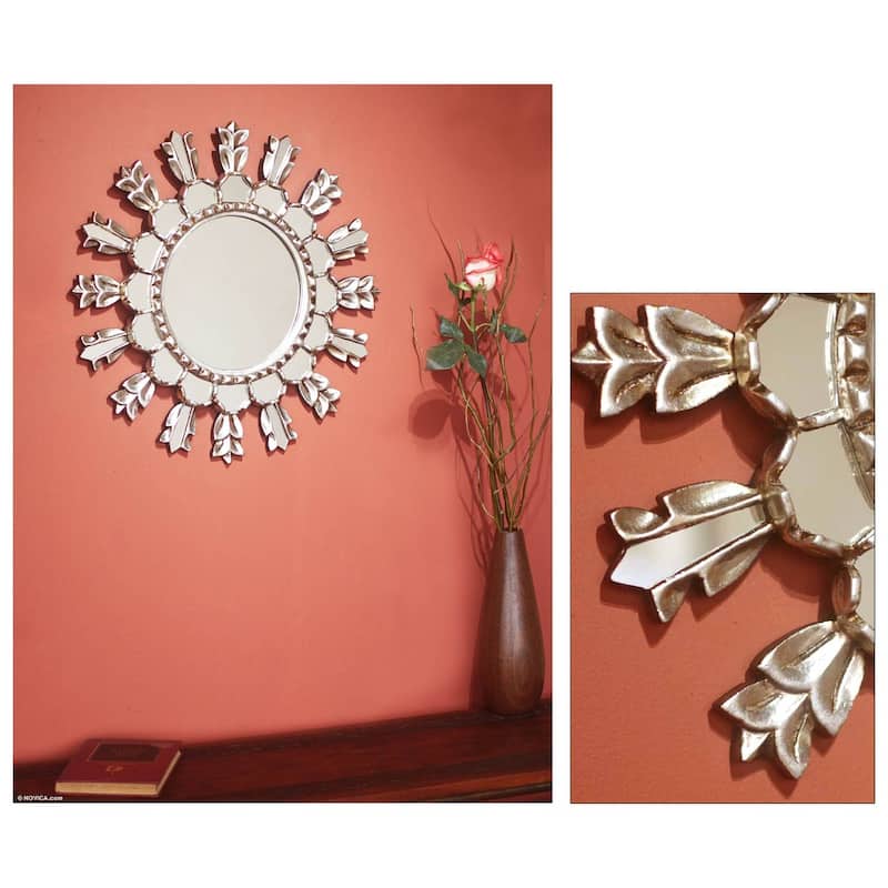 Novica Handmade Moonlit Tulips Mohena Wood Mirror (Large)