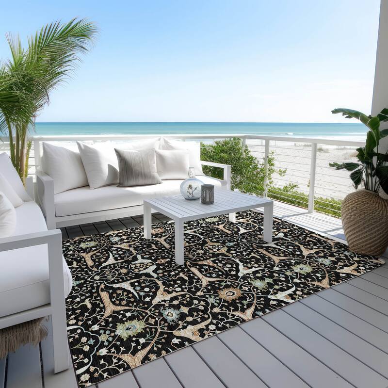 Machine Washable Indoor/ Outdoor Traditional Persian Chantille Rug
