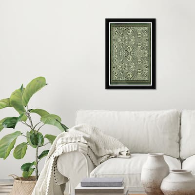 Wynwood Studio Prints Abstract Folk Poster Green and Army Green Traditional Wall Art Canvas Print