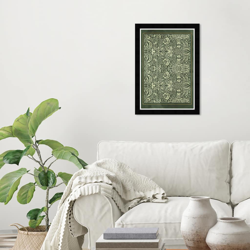 Wynwood Studio Prints Abstract Folk Poster Green and Army Green Traditional Wall Art Canvas Print