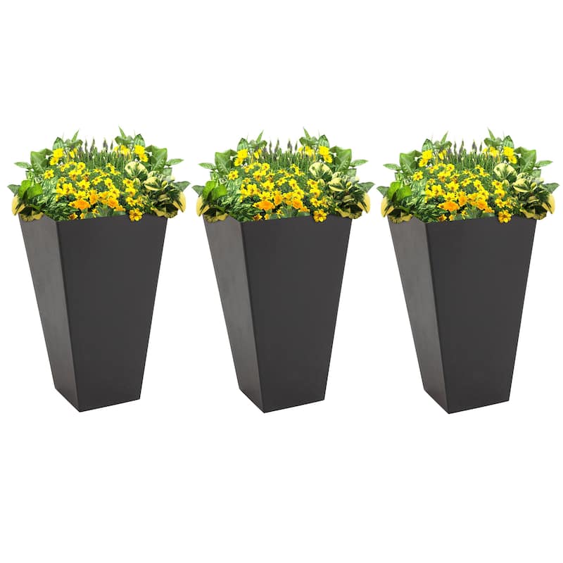 Outsunny 28" Tall Plastic Flower Pot, Set of 3, Large Outdoor & Indoor Plastic Garden Planters, for Entryway, Patio, Yard