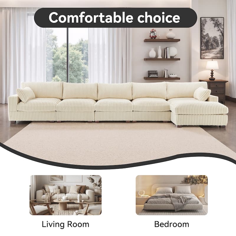 Oversized Plush Modular Sectional Sofa Couch with Ottoman