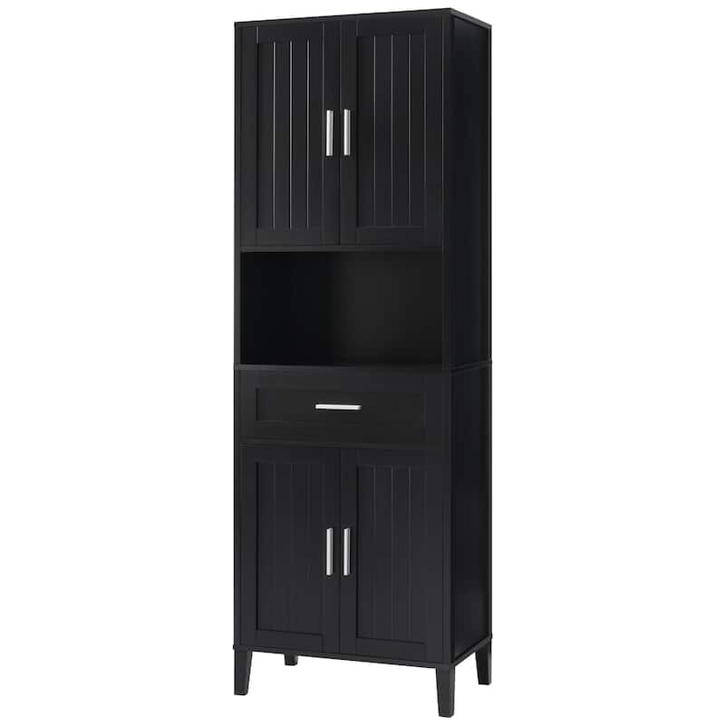 Roomfitters 70.9" Tall Freestanding Bathroom Cabinet with Drawer, 2 Cabinets, Adjustable Shelves and Open Storage