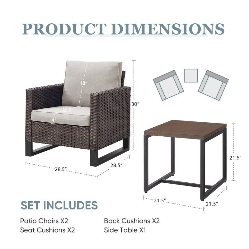 Outdoor Chairs Coffee Table Patio Chairs with Deep Seating