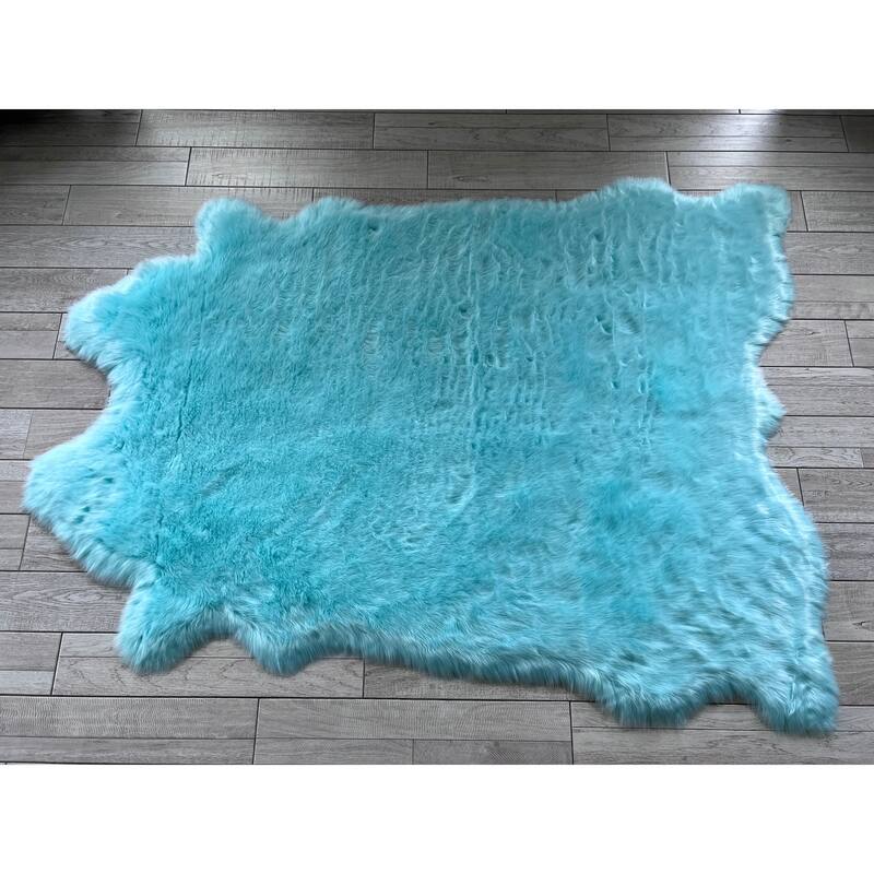 Silver Orchid Luxurious Faux Bison Skin Shag Rug