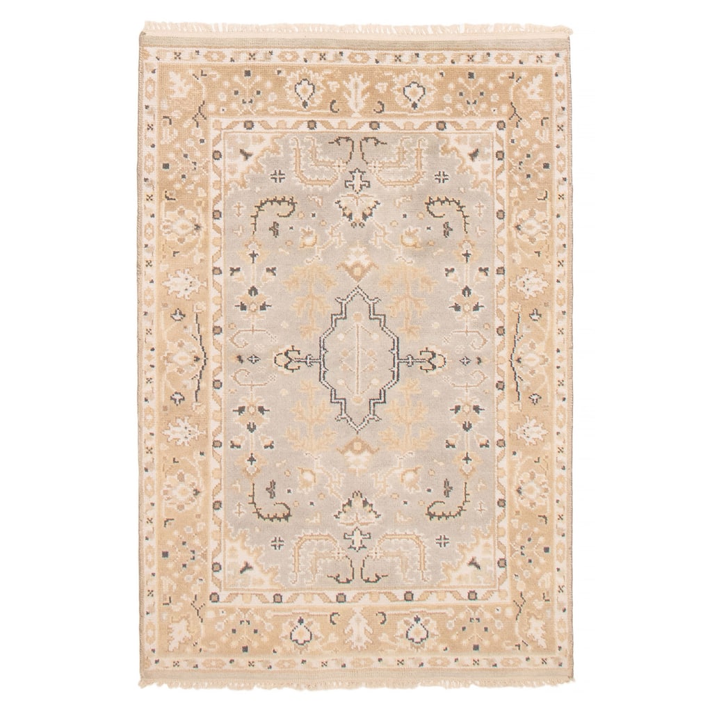 ECARPETGALLERY Hand-knotted Royal Oushak Light Grey Wool Rug - 4'0 x 6'2