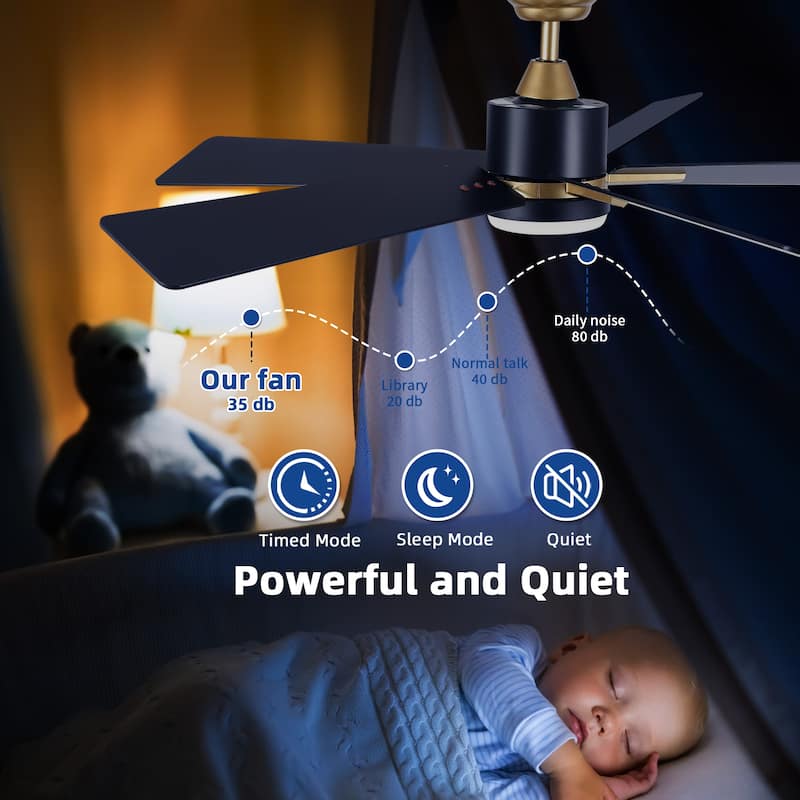 Moasis 52 Inch Dimmable Ceiling Fan with Light Remote and APP Control