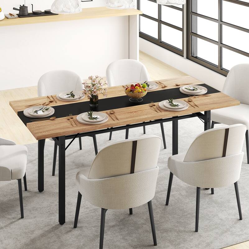 Gymax 71'' Long Large Wood Dinner Table 6 FT Dining Table w/