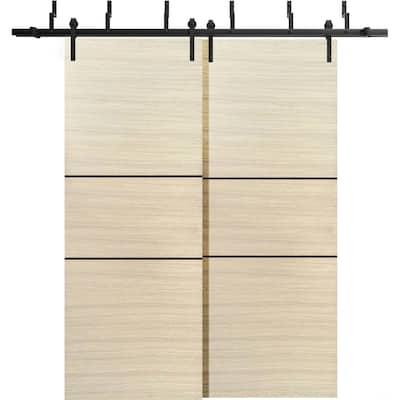 Barn Bypass Doors 36 x 80 Planum 0014 Natural Veneer with Sturdy 6.6ft