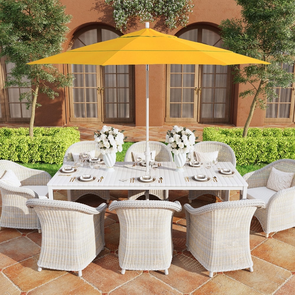 California Umbrella 11' Golden State Series Patio Umbrella White Aluminum Frame Crank Lift Collar Tilt Sunbrella
