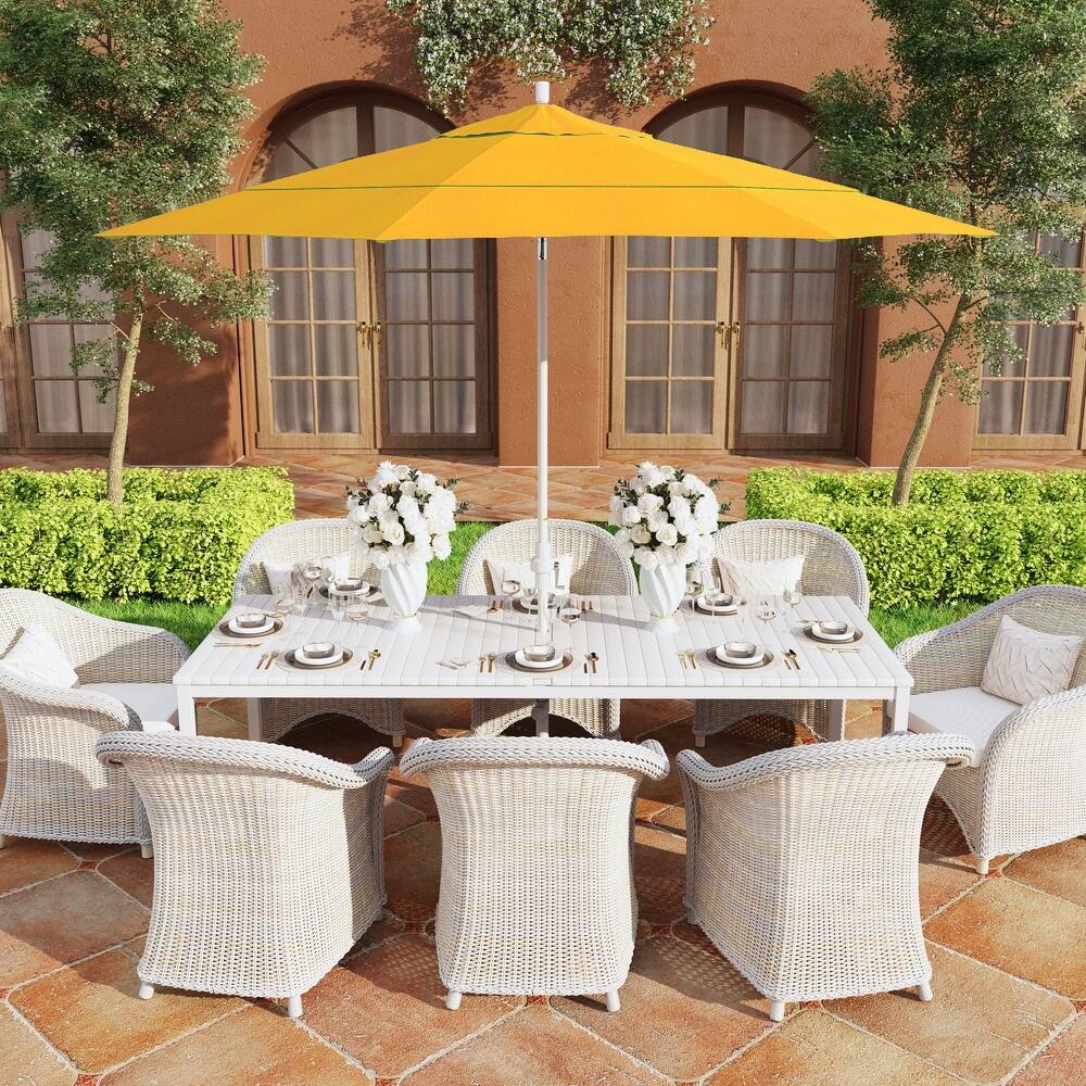 California Umbrella 11' Rd. Aluminum Patio Umbrella, Crank Lift, Collar Tilt, Dbl Wind Vent, White Finish, Sunbrella Fabric