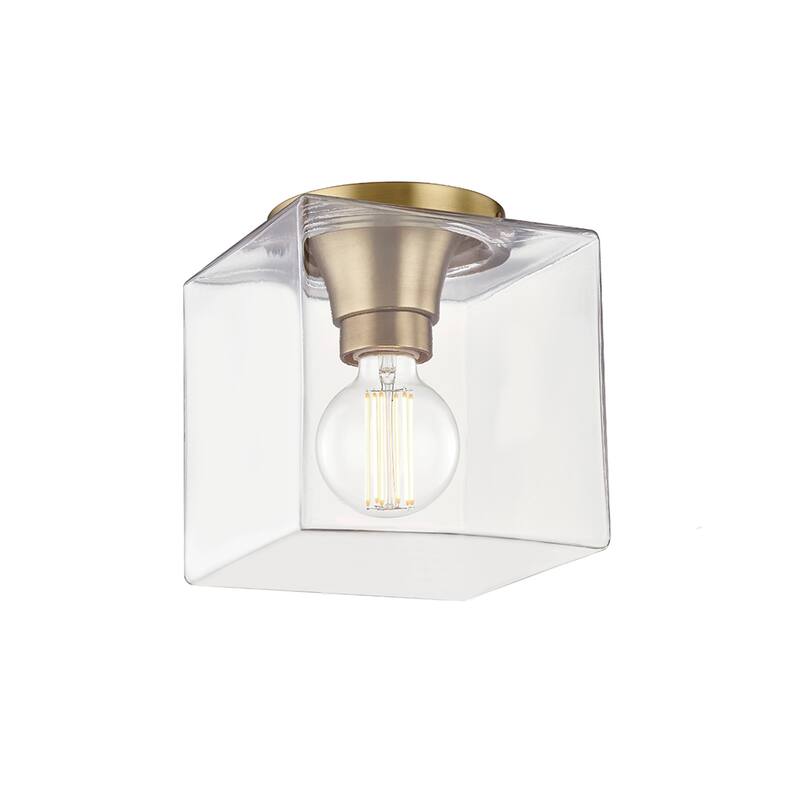 Mitzi by Hudson Valley Grace 1-light Aged Brass Small Flush Mount, Clear Glass