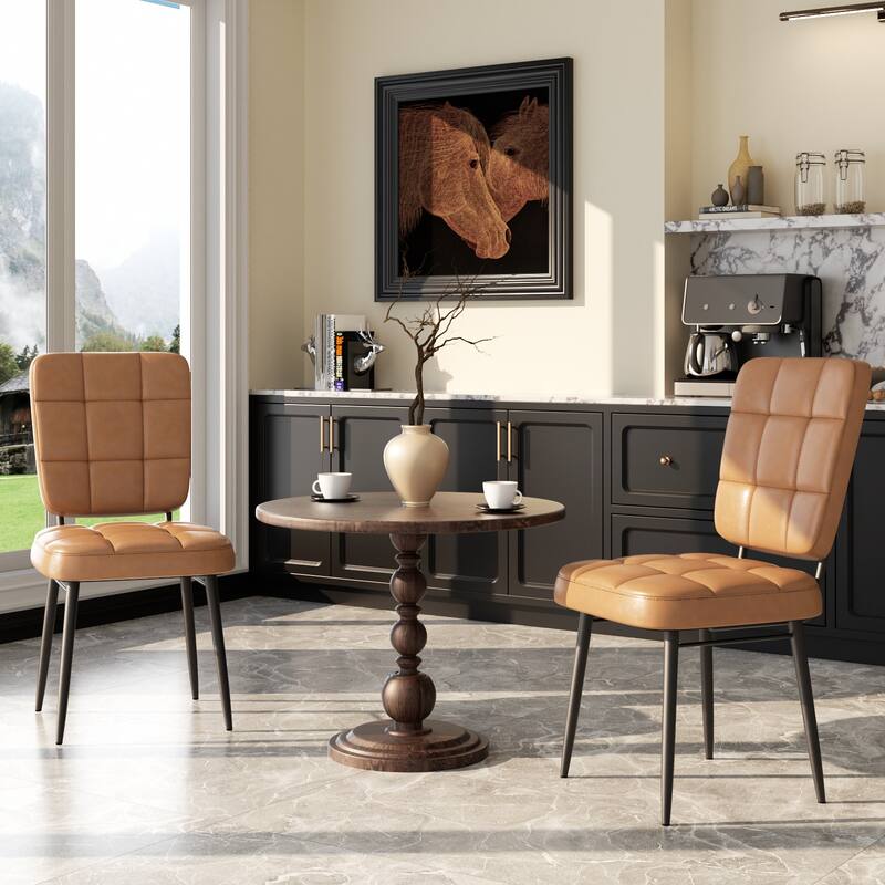 Modern Dining Chairs Set of 2/4/6/8, Upholstered Kitchen Chairs with Thick Cushion for Dining Room - Set of 2 - Turmeric Brown