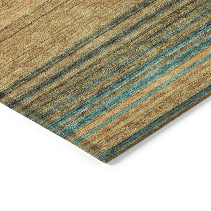 Machine Washable Indoor/ Outdoor Ombre Stripes Chantille Rug