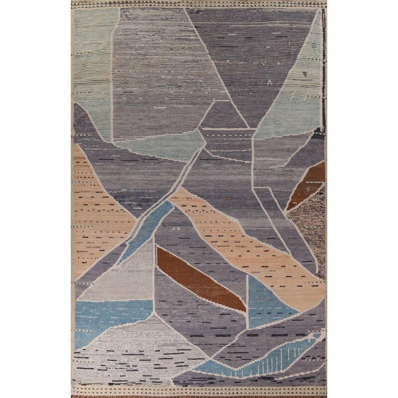 Abstract Moroccan Oriental Large Area Rug Handmade Wool Carpet - 9'10"x 14'7"