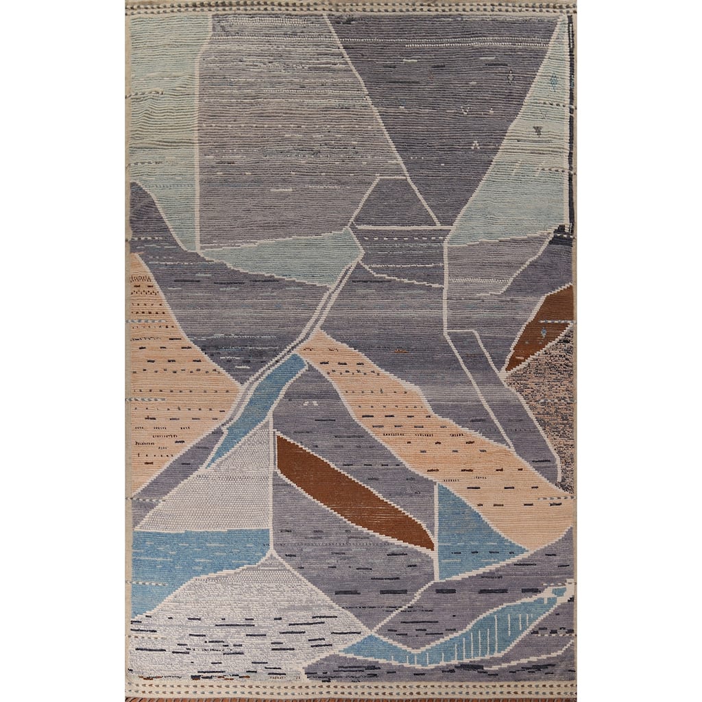 Abstract Moroccan Oriental Large Area Rug Handmade Wool Carpet - 9'10"x 14'7"