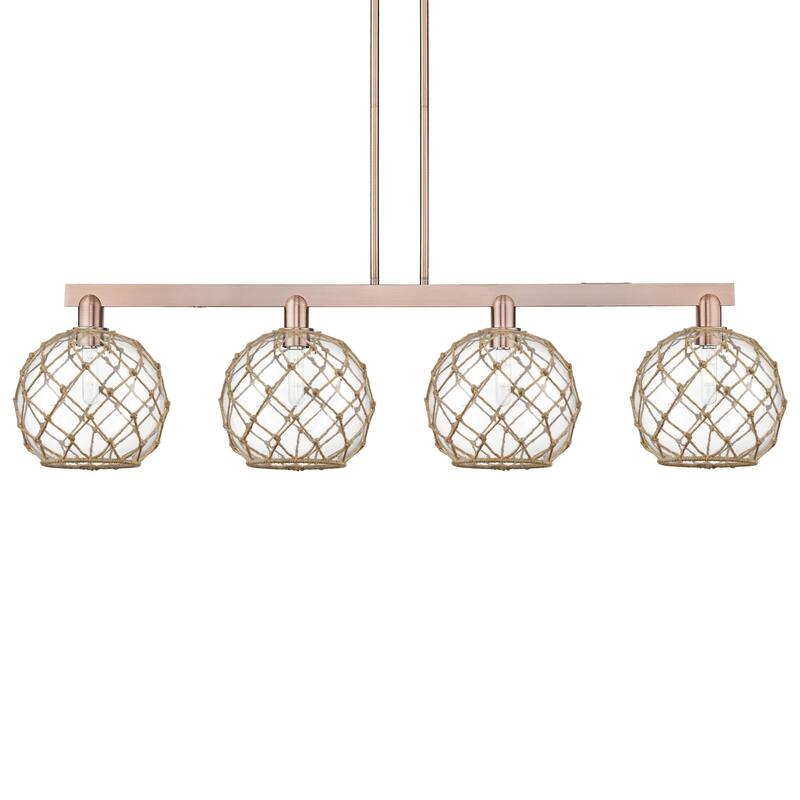 Innovations Lighting 716-4I-13-53 Farmhouse Rope Linear Farmhouse Rope - Antique Copper / Clear with Brown Rope