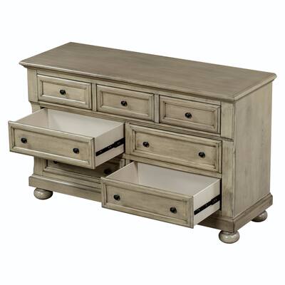 Solid Wood Seven-Drawer Dresser with Changing Topper for Nursery and Kid Room and Bedroom