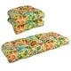 preview thumbnail 18 of 21, Rounded Back Tufted Indoor/Outdoor Settee Cushion Set (Set of 3) - 19 x 19 Gregoire Chamomile