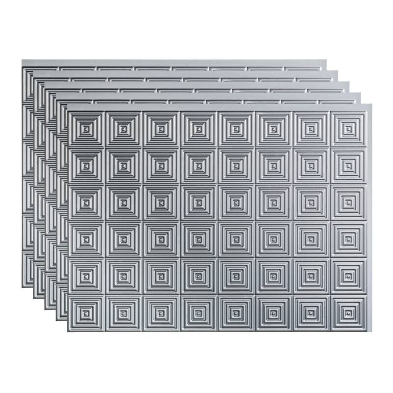 FASÄDE Miniquattro Decorative Vinyl Backsplash Panel - 5 Pack - Argent Silver