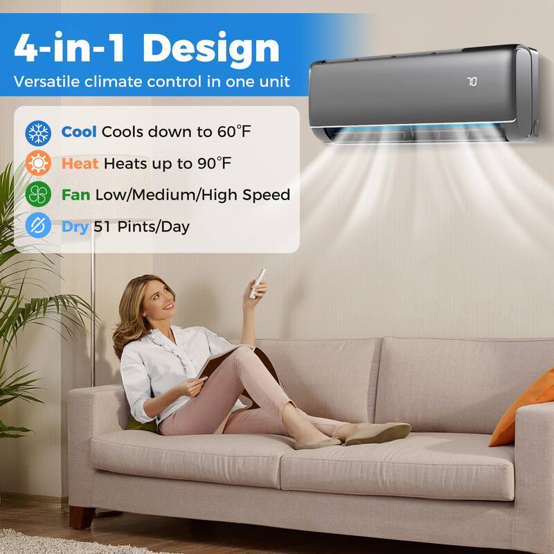 Gymax 12000 BTU Mini Split AC 22 SEER2 Air Conditioner w/ Inverter &