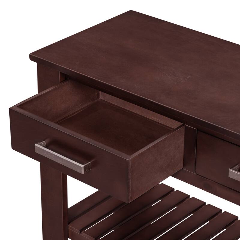 3 Tier Narrow Console Table Entryway Table with 4 Drawers and 2 Storage Shelves for Living Rooms Hallway