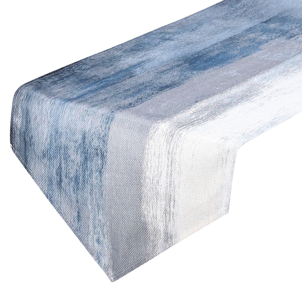 Table Runner 72" x 13", Blue Modern Art Burlap Table Runners, Blue & Grey - Blue & Grey