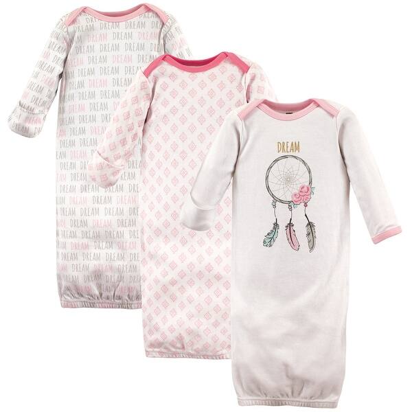 slide 1 of 1, Hudson Baby Infant Girl Cotton Long-Sleeve Gowns 3pk, Dream Catcher 0-6 Months - Dream Catcher